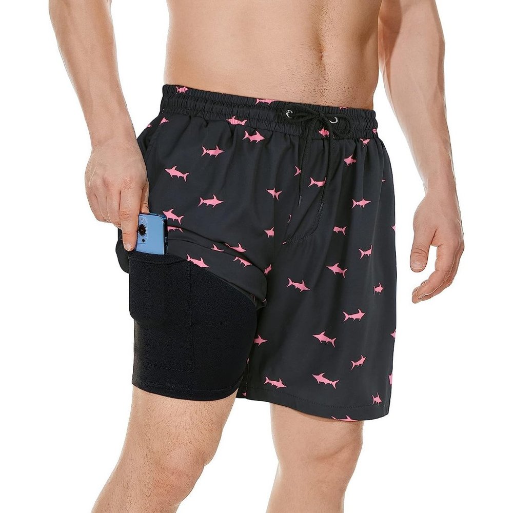 Swim Trunks Quick Dry Bathing Suit for Men with Compression Liner